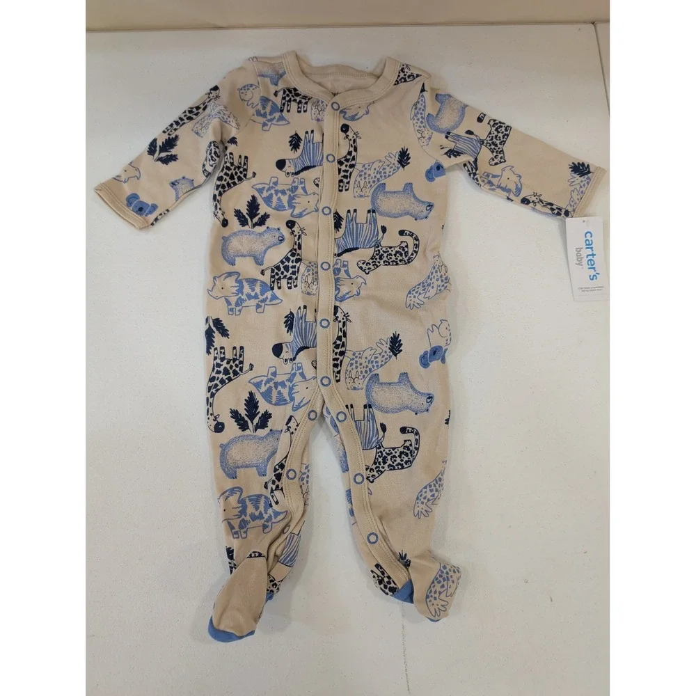 Carters‎ Baby Boys Sleep N Play 6M Cott Beautiful Blue Animals One Piece
